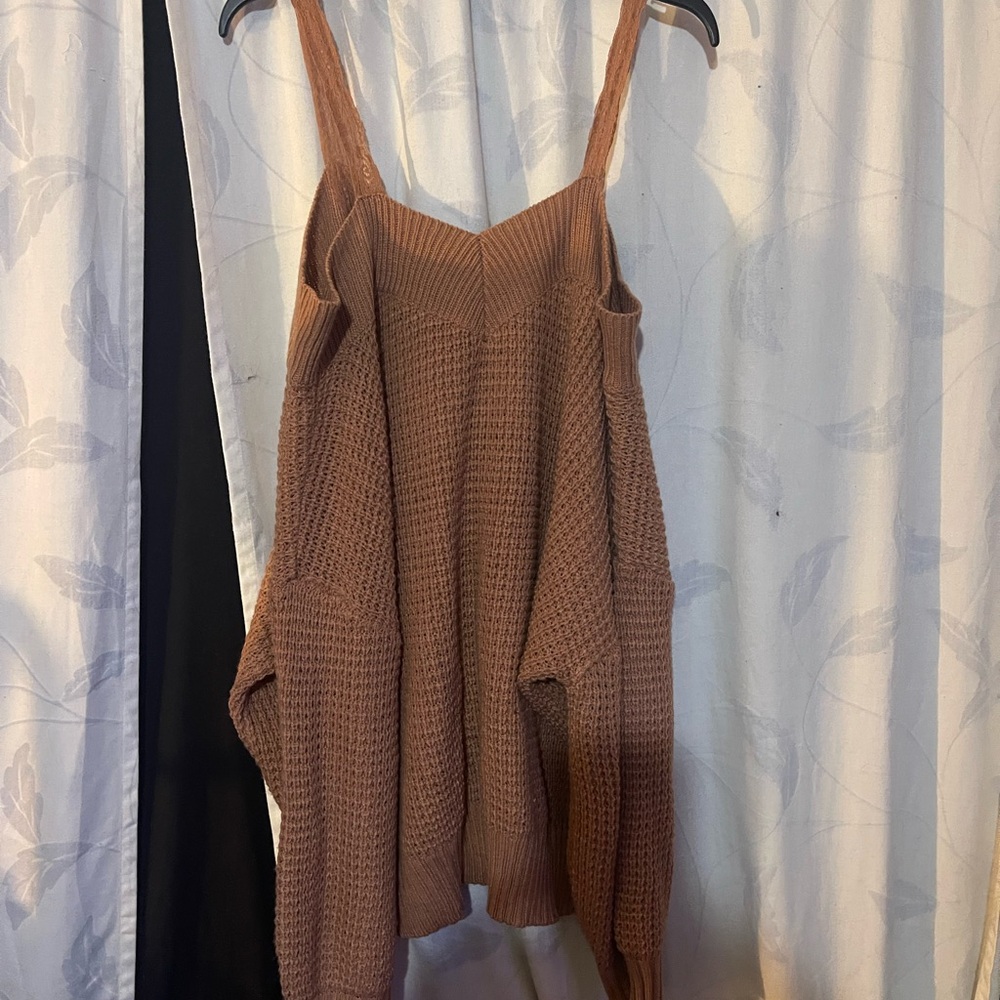 SHEIN Curve Knit Sweater in Tan